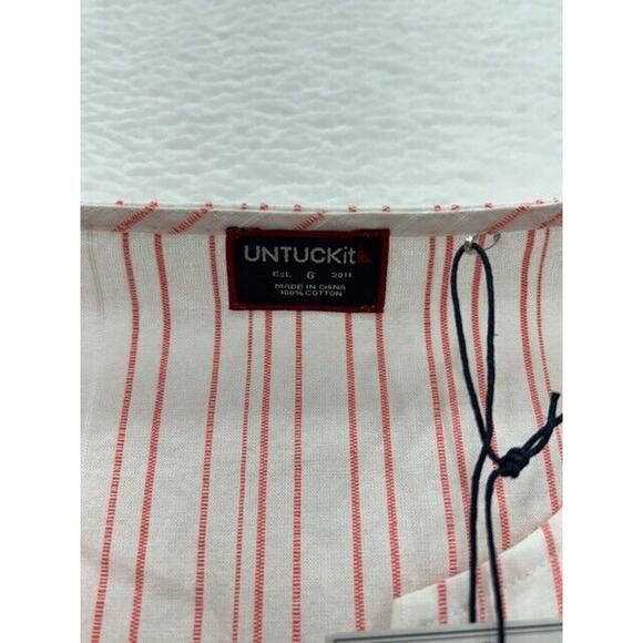 UNTUCKit Durfort Tunic Blouse 3/4 Sleeve Striped Pattern White Pink Size 6 NEW - Picture 5 of 7